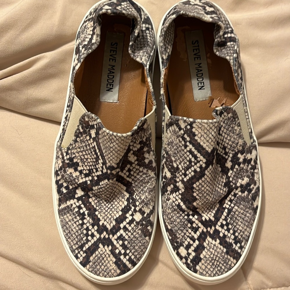 Steve Madden, animal print, soft canvas slip on. Size 7.
